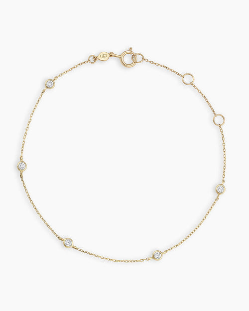 Classic Five Diamond Bracelet || option::14K Solid Gold