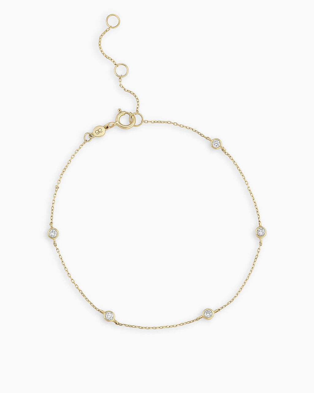 Classic Five Diamond Bracelet || option::14K Solid Gold