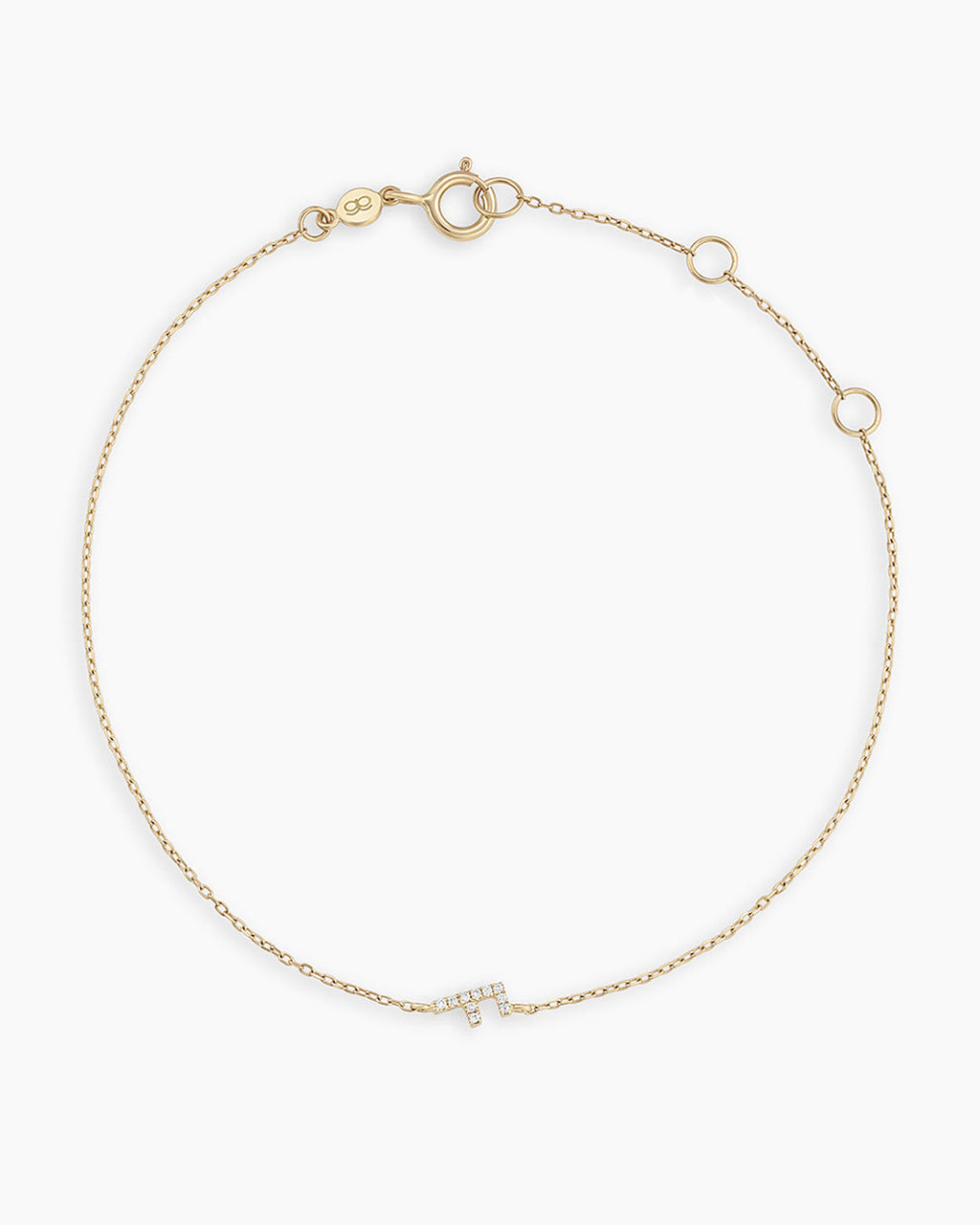 Diamond Pavé Alphabet Bracelet #F || option::14K Solid Gold, F