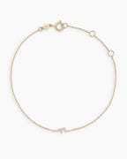 Diamond Pavé Alphabet Bracelet #F || option::14K Solid Gold, F