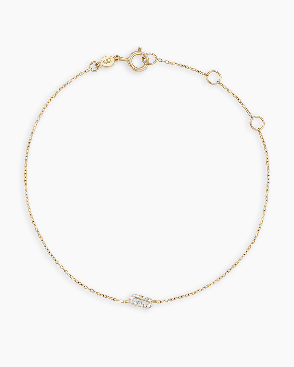 Diamond Pavé Alphabet Bracelet #G || option::14K Solid Gold, G