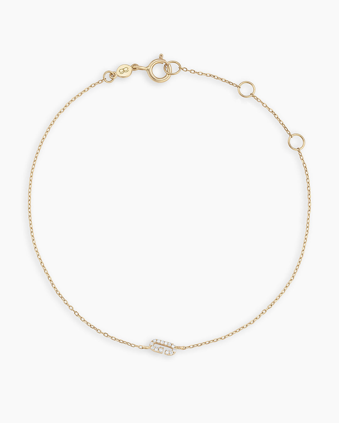 Diamond Pavé Alphabet Bracelet #G || option::14K Solid Gold, G