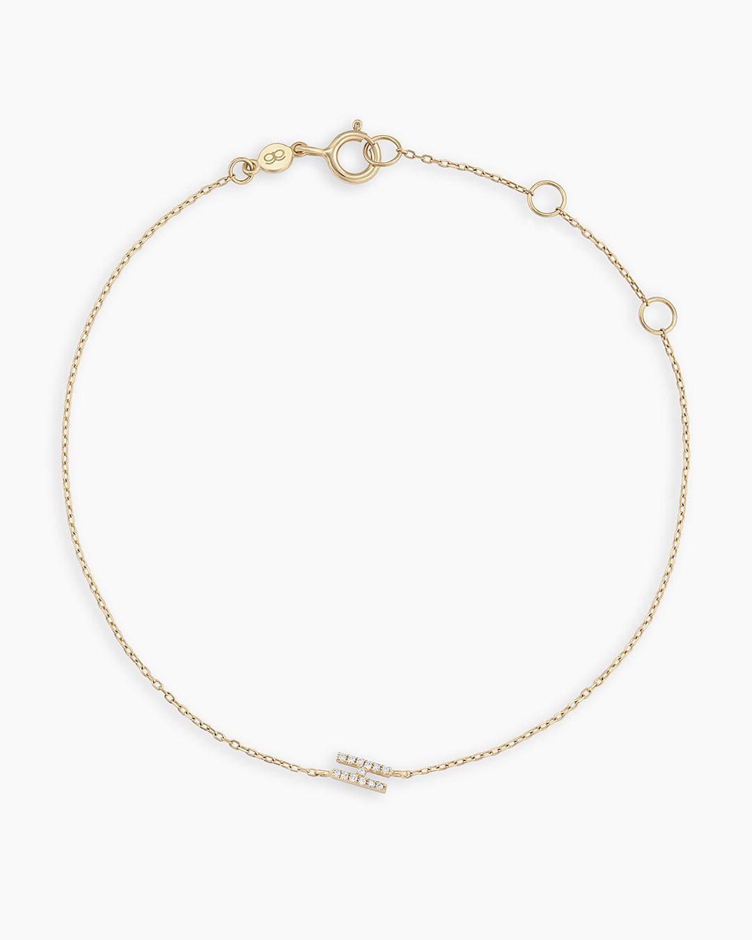 Diamond Pavé Alphabet Bracelet #H || option::14K Solid Gold, H