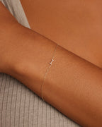 Diamond Pavé Alphabet Bracelet #I || option::14K Solid Gold, I