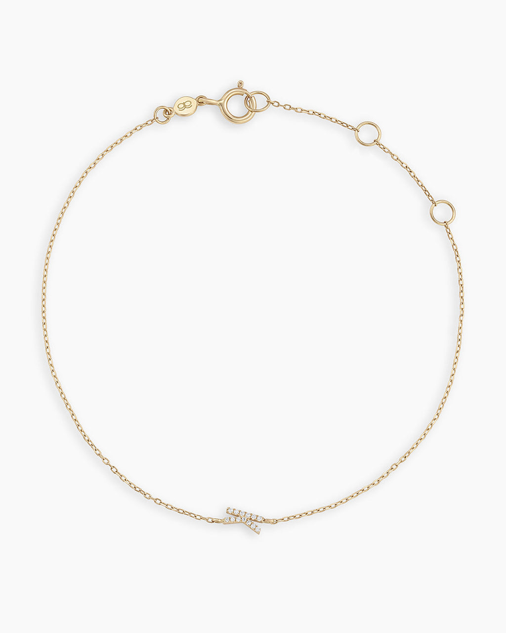 Diamond Pavé Alphabet Bracelet #K || option::14K Solid Gold, K