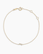 Diamond Pavé Alphabet Bracelet #K || option::14K Solid Gold, K