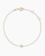 Diamond Pavé Alphabet Bracelet #M || option::14K Solid Gold, M