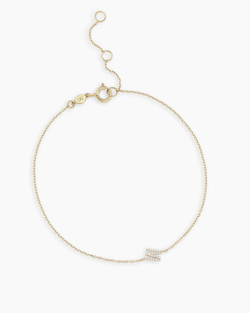 Diamond Pavé Alphabet Bracelet #M || option::14K Solid Gold, M