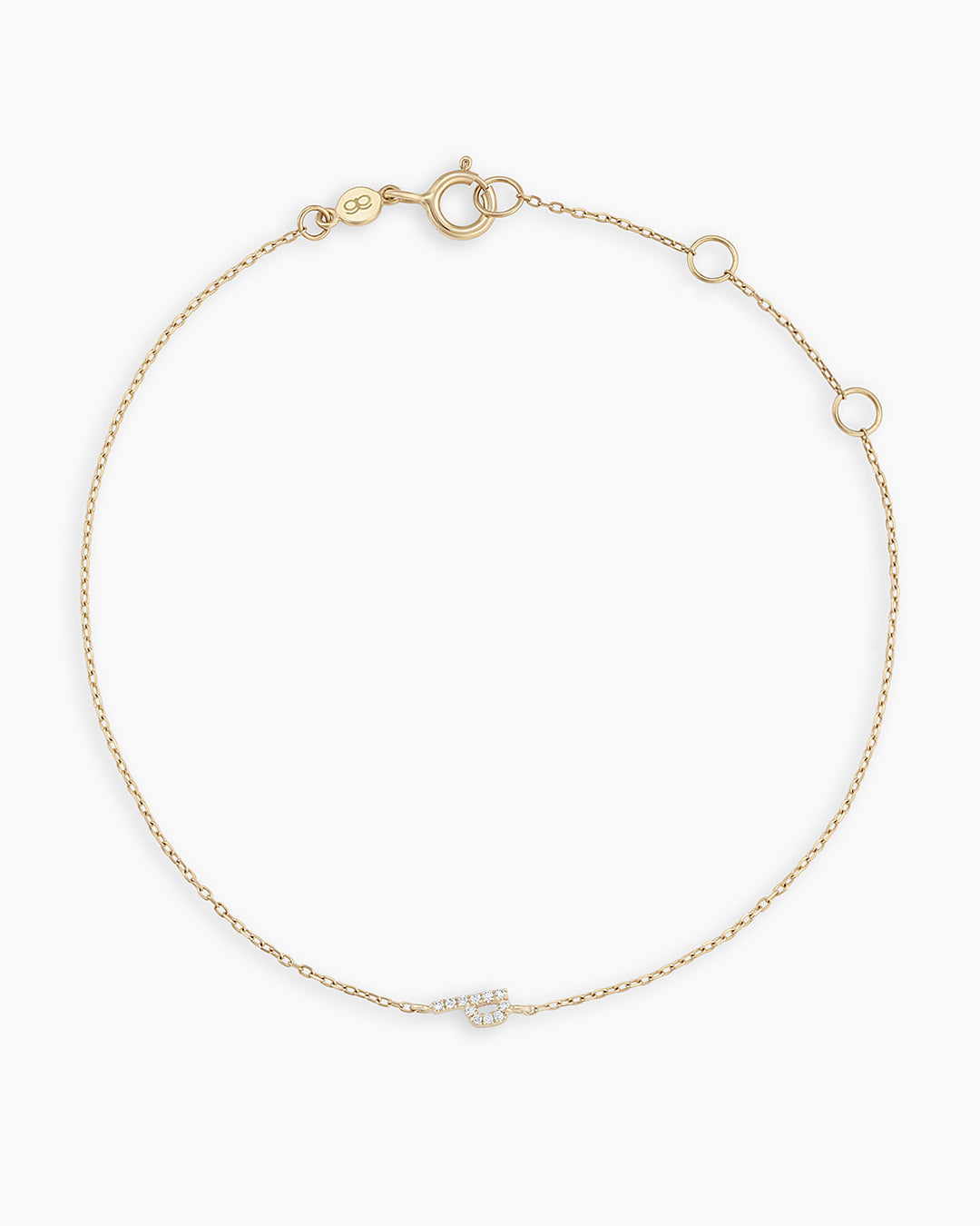 Diamond Pavé Alphabet Bracelet #P || option::14K Solid Gold, P