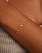 Diamond Pavé Alphabet Bracelet #P || option::14K Solid Gold, P