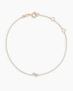 Diamond Pavé Alphabet Bracelet #R || option::14K Solid Gold, R