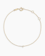 Diamond Pavé Alphabet Bracelet #T || option::14K Solid Gold, T