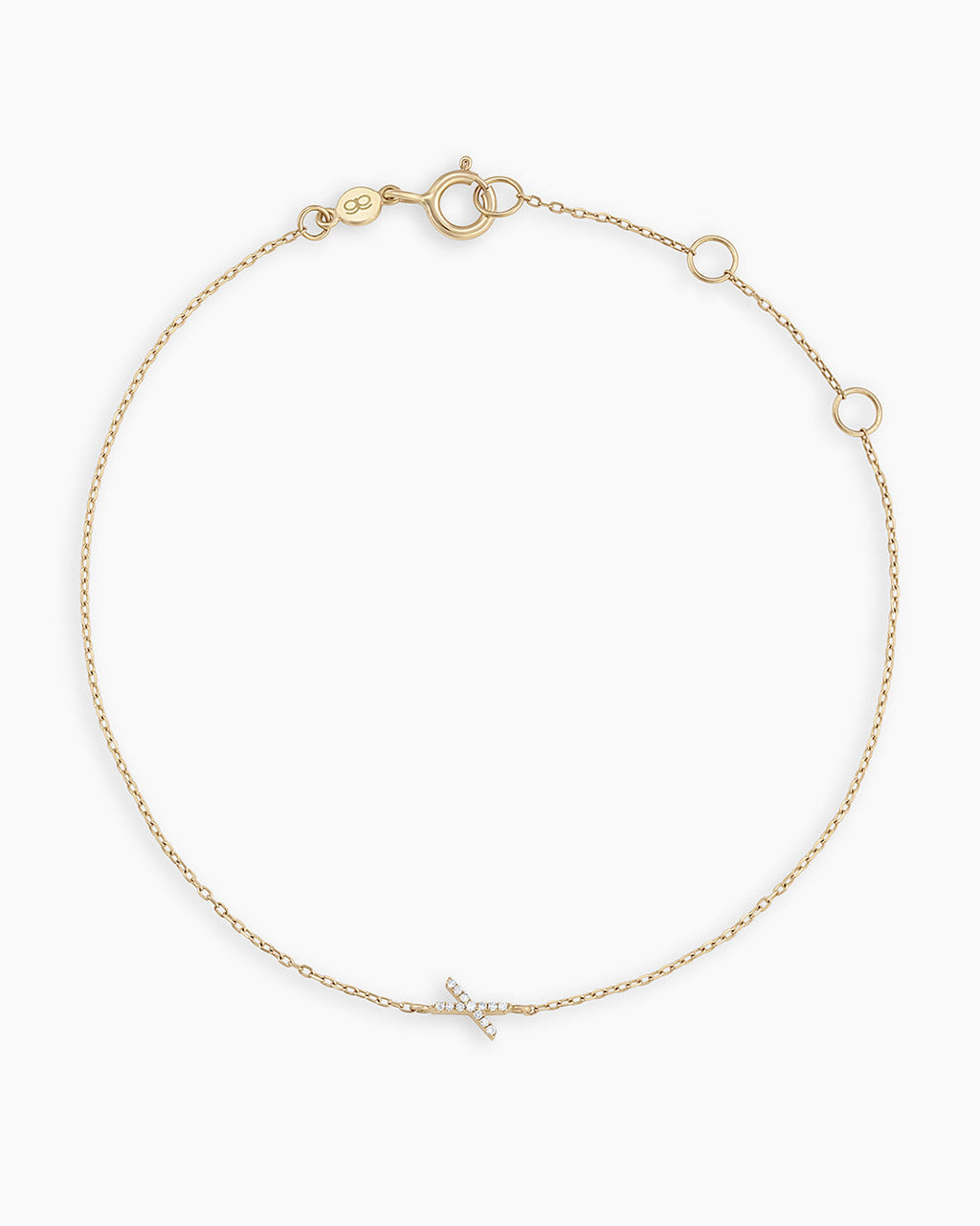 Diamond Pavé Alphabet Bracelet #X || option::14K Solid Gold, X