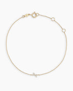 Diamond Pavé Alphabet Bracelet #X || option::14K Solid Gold, X