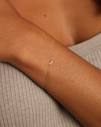Diamond Pavé Alphabet Bracelet #X || option::14K Solid Gold, X