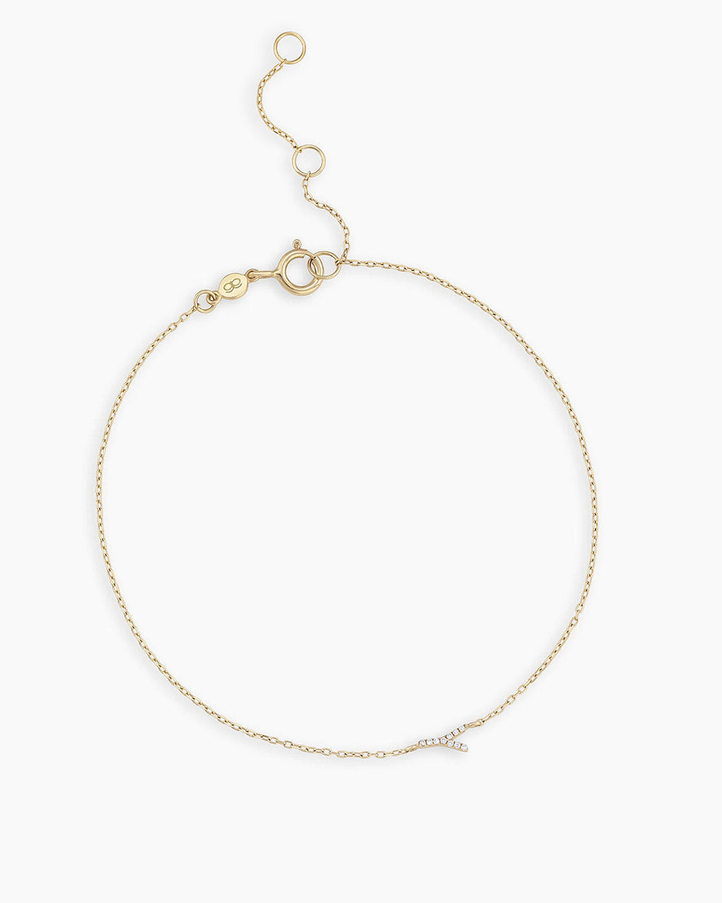 Diamond Pavé Alphabet Bracelet #Y || option::14K Solid Gold, Y