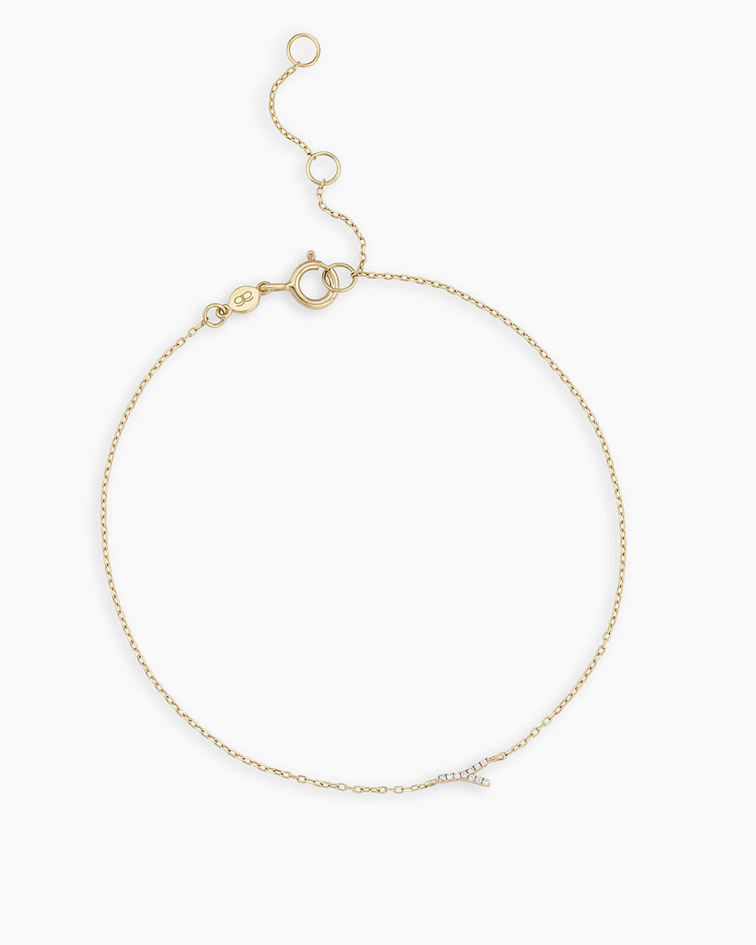 Diamond Pavé Alphabet Bracelet #Y || option::14K Solid Gold, Y