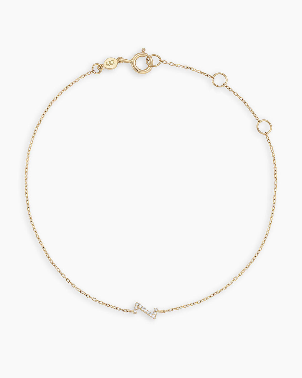 Diamond Pavé Alphabet Bracelet #Z || option::14K Solid Gold, Z