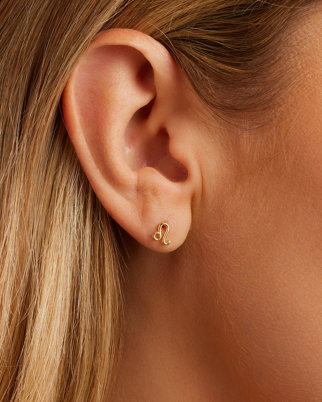 Zodiac Charm Stud - Leo || option::18K Gold Plated, Leo