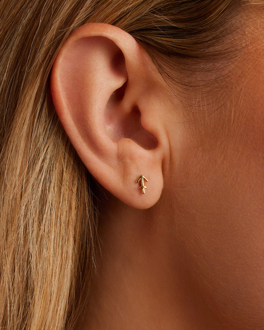 Zodiac Charm Stud - Sagittarius || option::18K Gold Plated, Sagittarius