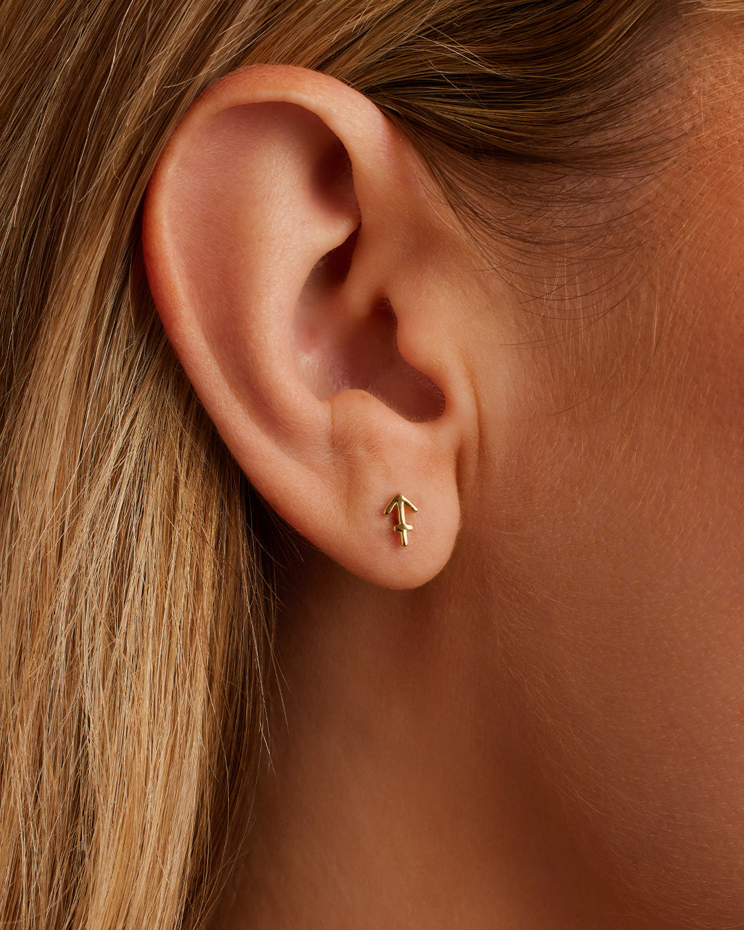 Zodiac Charm Stud - Sagittarius || option::18K Gold Plated, Sagittarius