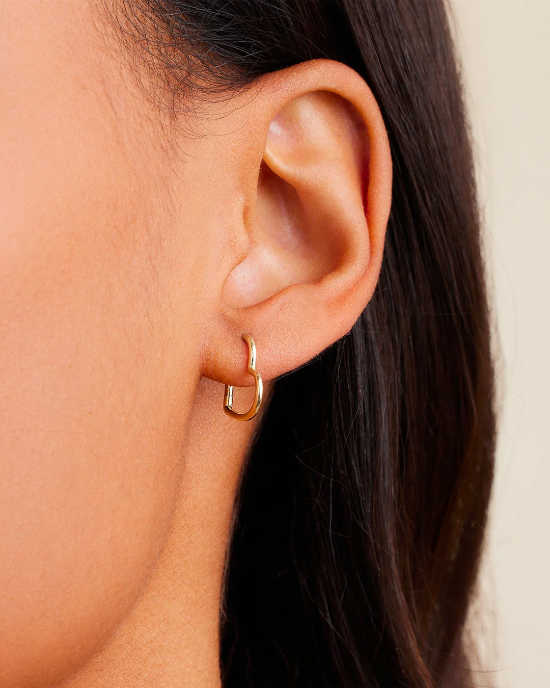 Open Heart Huggie || option::14K Solid Gold