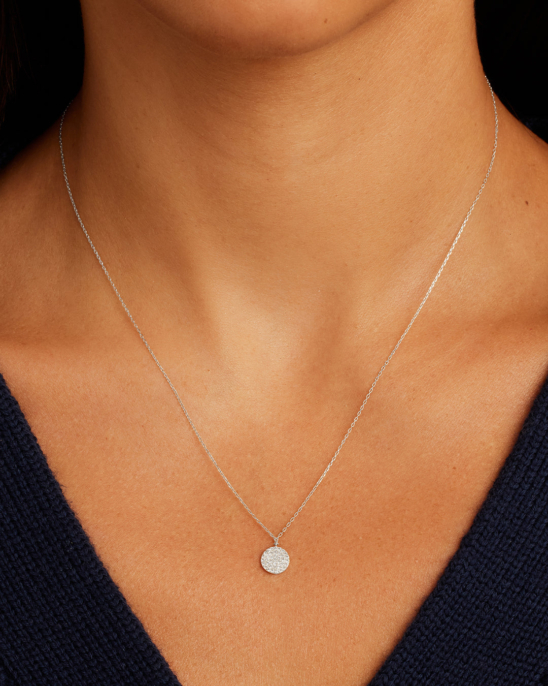 Diamond Pavé NecklaceDiamond Necklace || option::14K Solid White Gold
