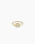 Diamond Pavé Signet Ring || option::14K Solid Gold