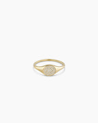Diamond Pavé Signet Ring || option::14K Solid Gold