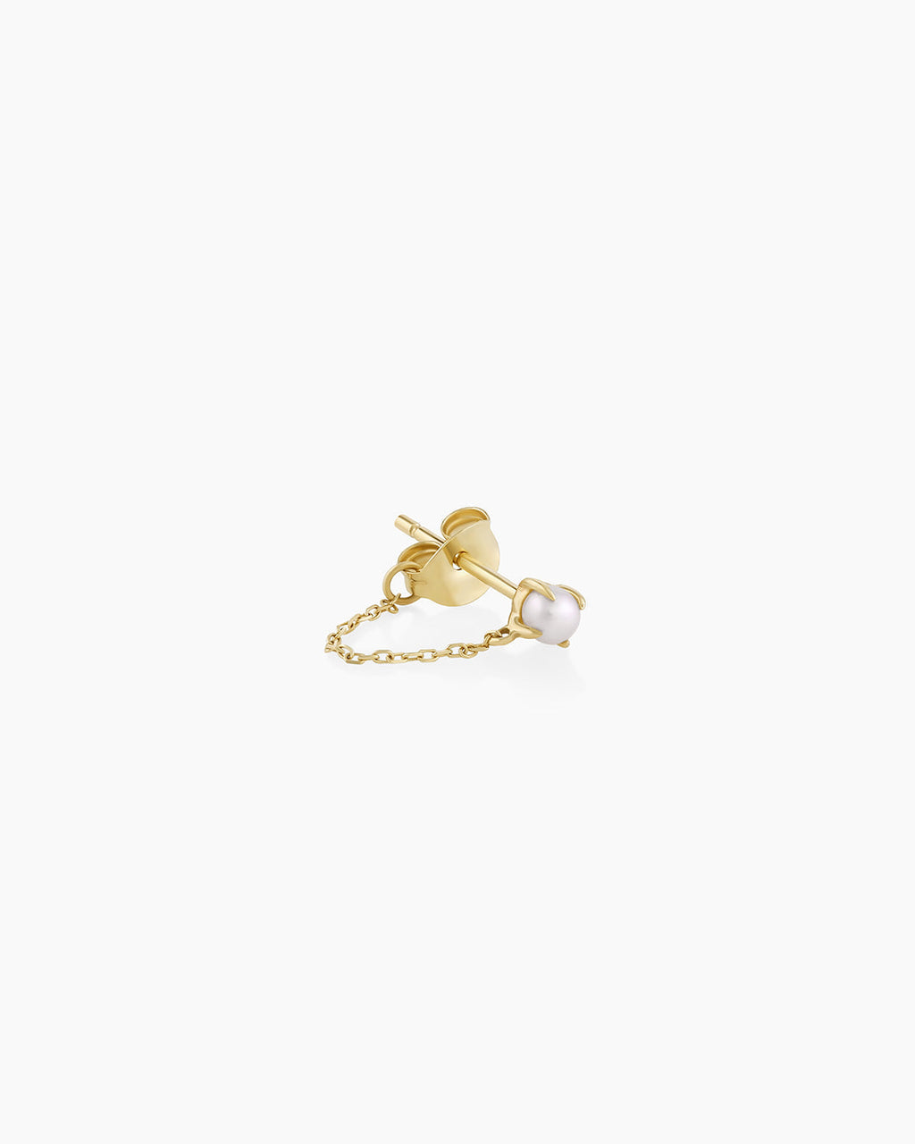 Pearl Newport Chain Huggie || option::14K Solid Gold