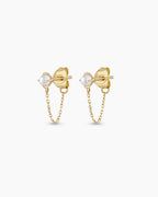 Pearl Newport Chain Huggie || option::14K Solid Gold