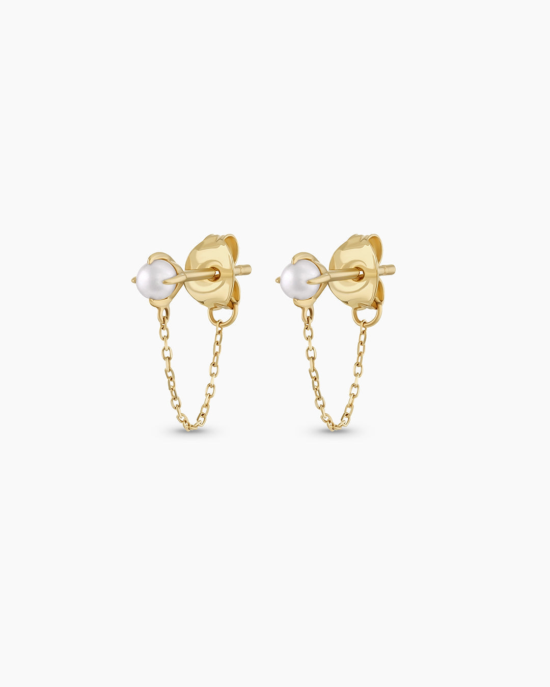 Pearl Newport Chain Huggie || option::14K Solid Gold