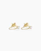 Pearl Newport Chain Huggie || option::14K Solid Gold
