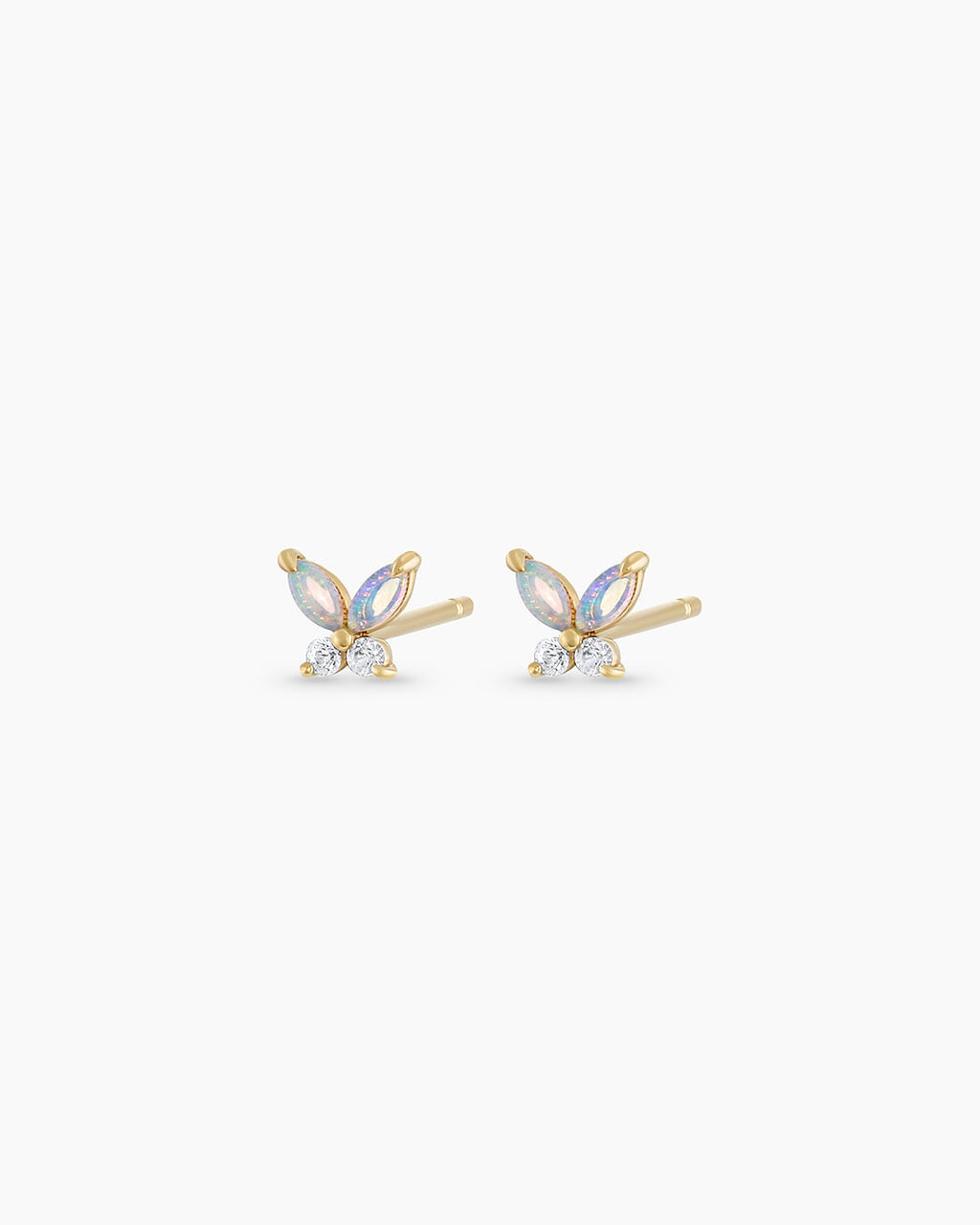 Opal Butterfly Stud Butterfly Earrings || option::14K Solid Gold