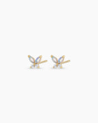 Opal Butterfly Stud Butterfly Earrings || option::14K Solid Gold
