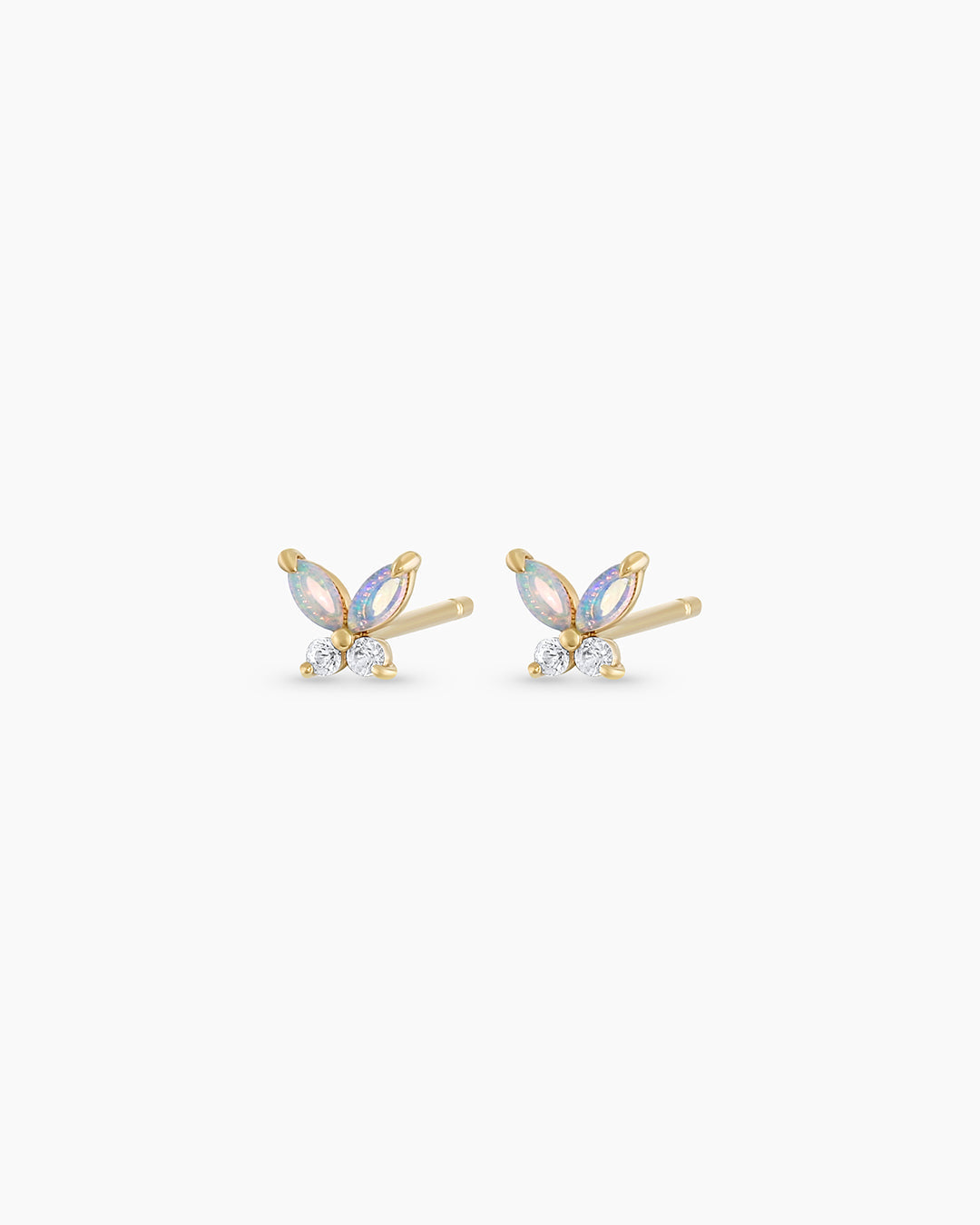 Opal Butterfly Stud Butterfly Earrings || option::14K Solid Gold