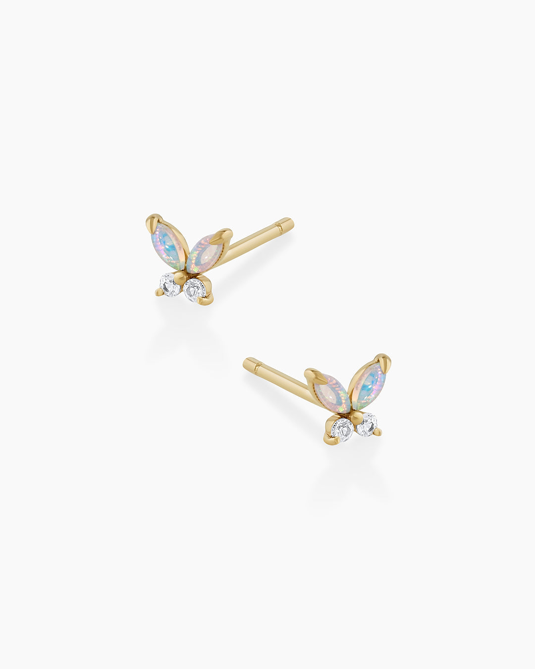 Opal Butterfly Stud Butterfly Earrings || option::14K Solid Gold