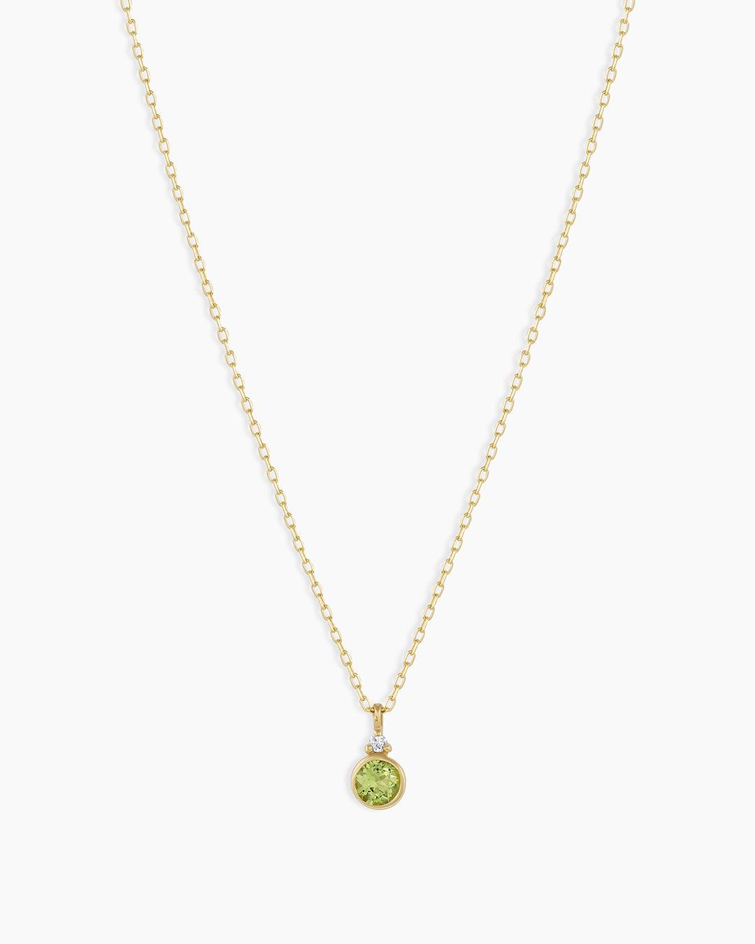 Peridot Birthstone Necklace August Birthstone Necklace  || option::14K Solid Gold, Peridot - August