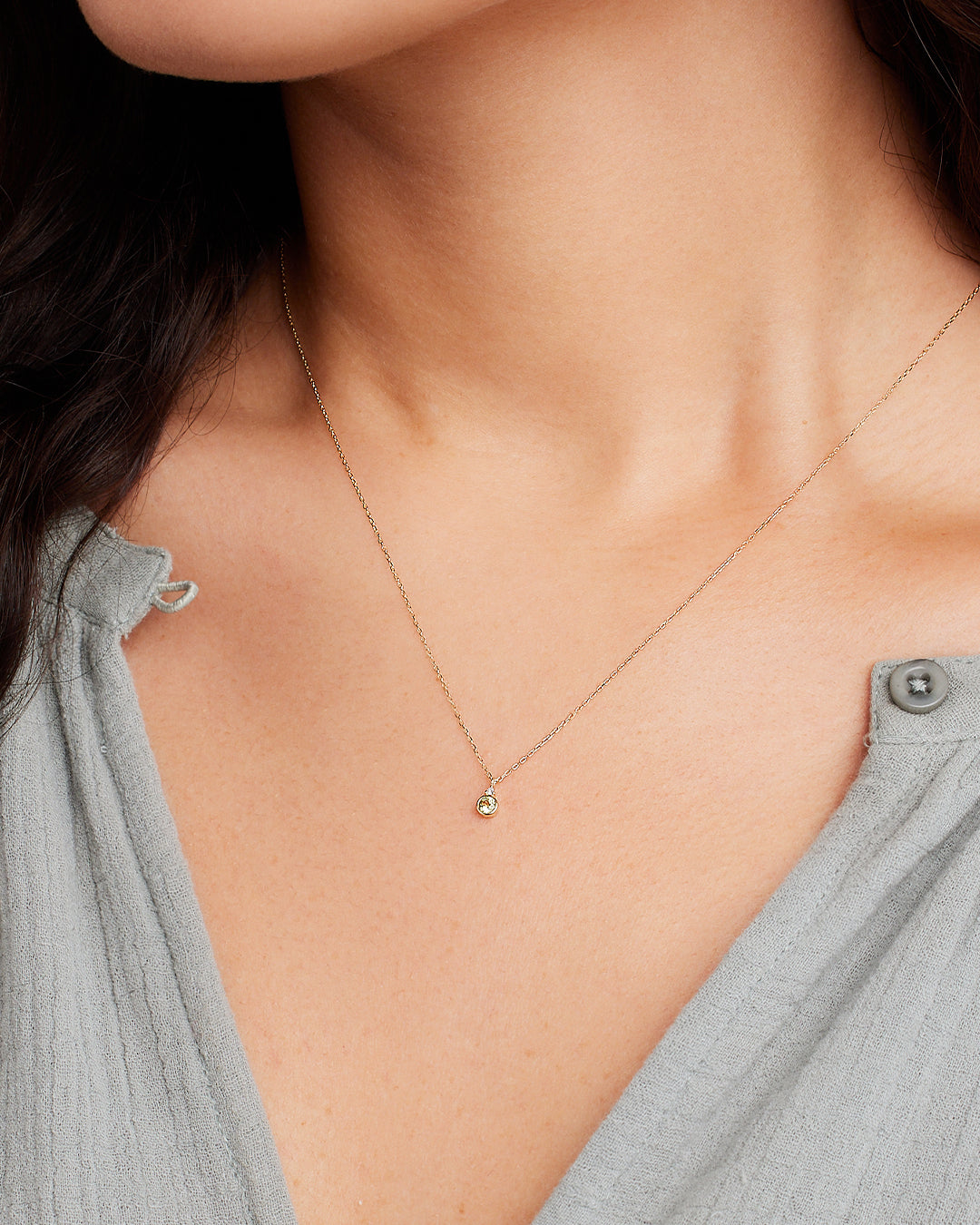 Peridot Birthstone Necklace August Birthstone Necklace  || option::14K Solid Gold, Peridot - August