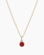 July Birthstone Necklace || option::14K Solid Gold, Ruby - July
