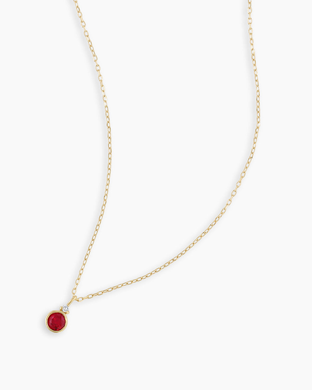 July Birthstone Necklace || option::14K Solid Gold, Ruby - July