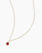 July Birthstone Necklace || option::14K Solid Gold, Ruby - July
