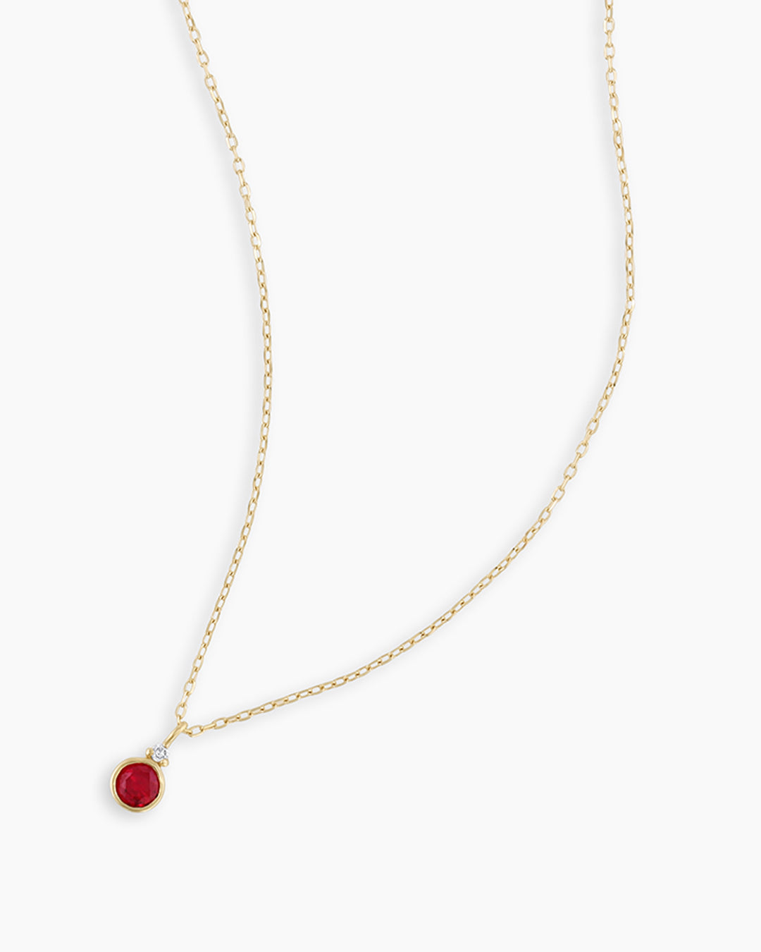 July Birthstone Necklace || option::14K Solid Gold, Ruby - July