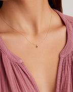 July Birthstone Necklace || option::14K Solid Gold, Ruby - July