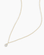 Diamond Birthstone Necklace || option::14K Solid Gold, Diamond - April