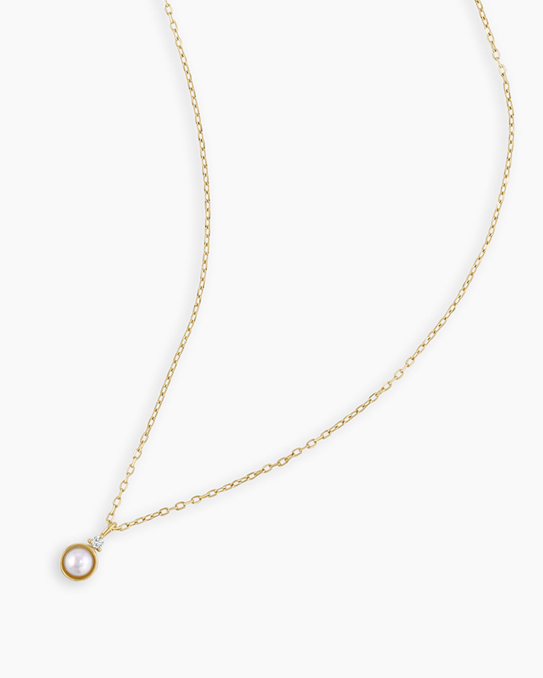 Pearl Birthstone Necklace June Birthstone Necklace  || option::14K Solid Gold, Pearl - June