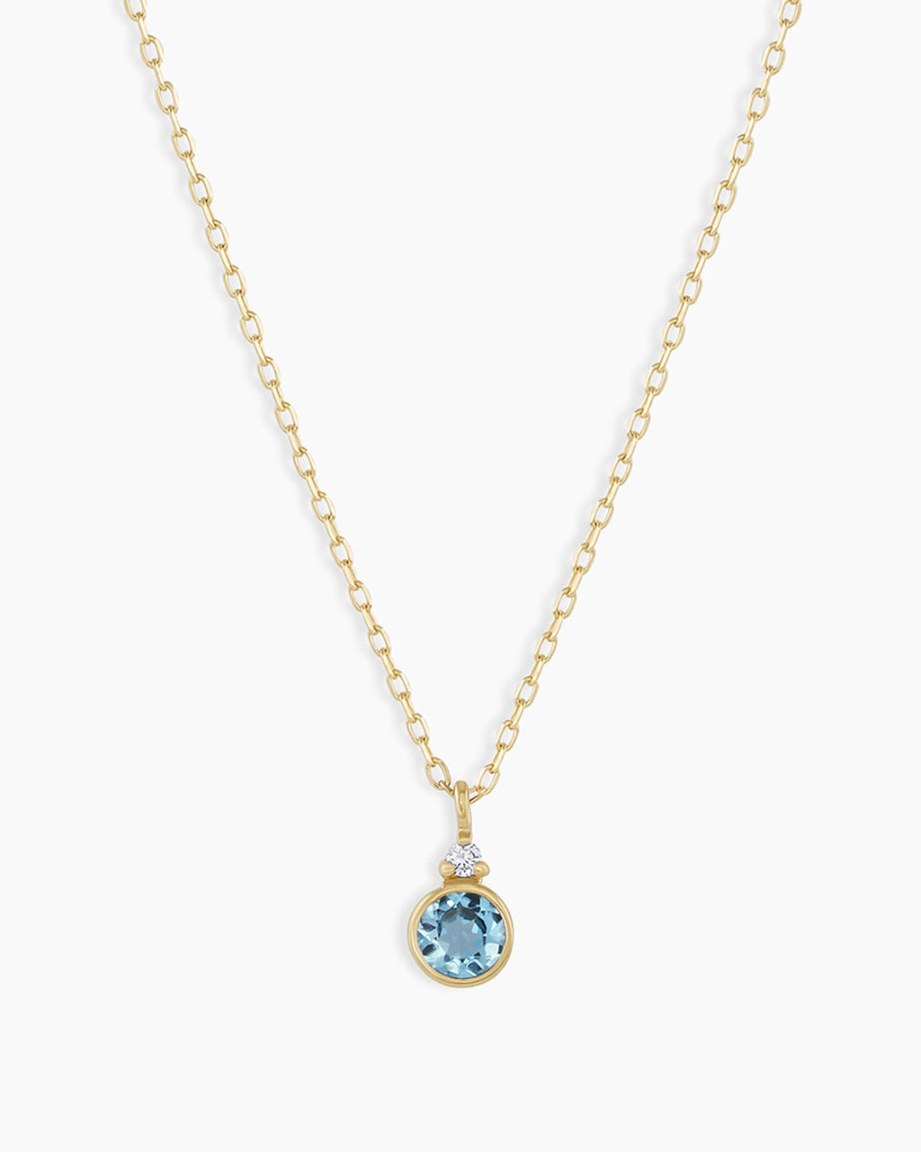 Blue Topaz Birthstone Necklace || option::14K Solid Gold, Blue Topaz - December