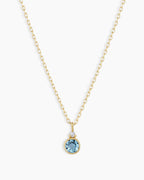 Blue Topaz Birthstone Necklace || option::14K Solid Gold, Blue Topaz - December