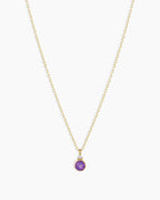 Amethyst Birthstone Necklace || option::14K Solid Gold, Amethyst - February