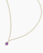 Amethyst Birthstone Necklace || option::14K Solid Gold, Amethyst - February